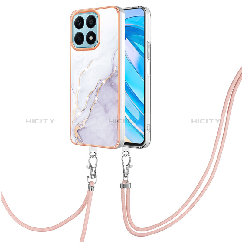 Funda Silicona Gel Goma Patron de Moda Carcasa con Acollador Cordon Lanyard Y05B para Huawei Honor X8a 4G