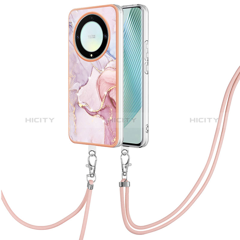 Funda Silicona Gel Goma Patron de Moda Carcasa con Acollador Cordon Lanyard Y05B para Huawei Honor X9a 5G