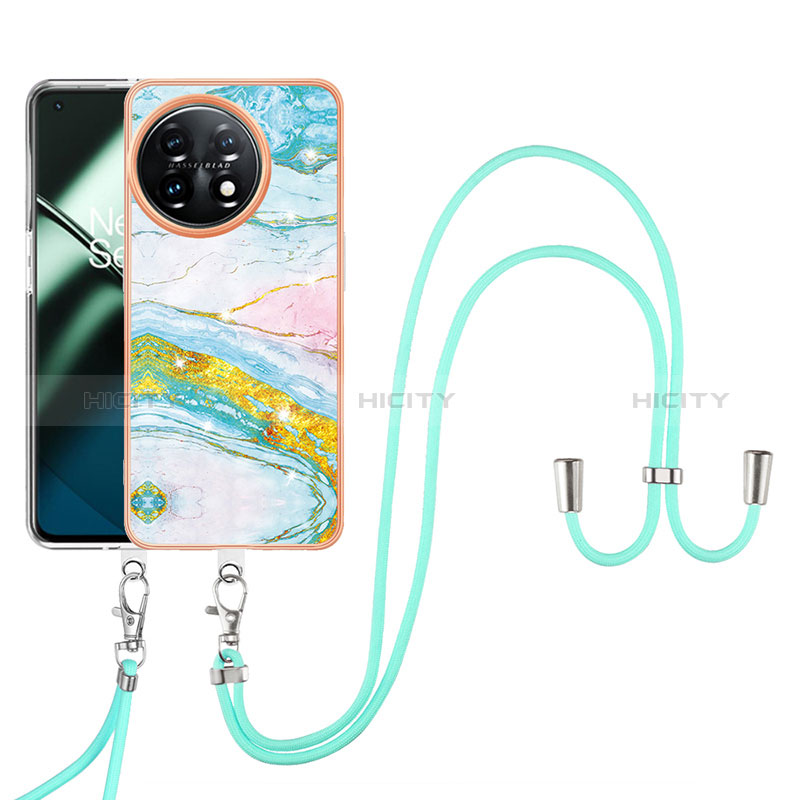 Funda Silicona Gel Goma Patron de Moda Carcasa con Acollador Cordon Lanyard Y05B para OnePlus 11 5G