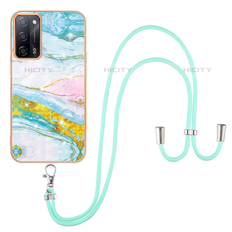 Funda Silicona Gel Goma Patron de Moda Carcasa con Acollador Cordon Lanyard Y05B para Oppo A53s 5G