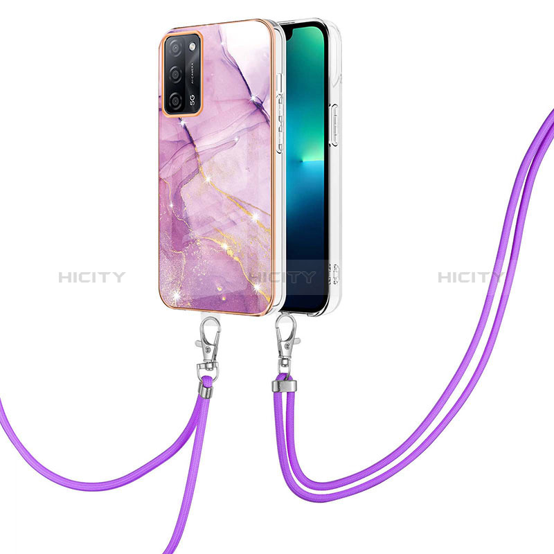 Funda Silicona Gel Goma Patron de Moda Carcasa con Acollador Cordon Lanyard Y05B para Oppo A56 5G