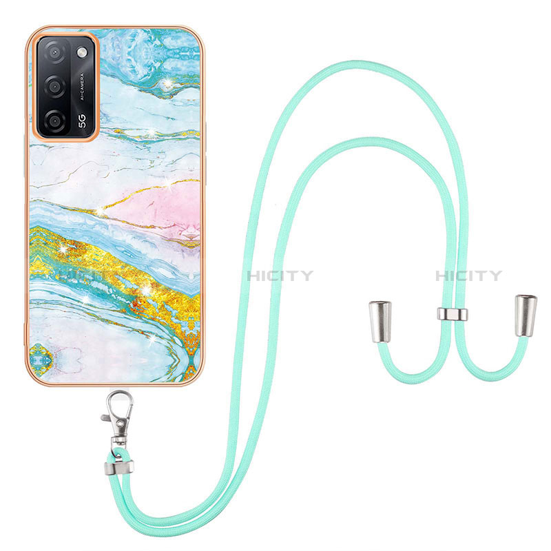 Funda Silicona Gel Goma Patron de Moda Carcasa con Acollador Cordon Lanyard Y05B para Oppo A56 5G