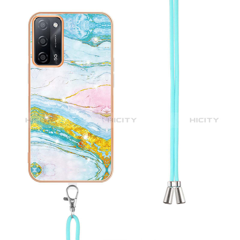 Funda Silicona Gel Goma Patron de Moda Carcasa con Acollador Cordon Lanyard Y05B para Oppo A56 5G