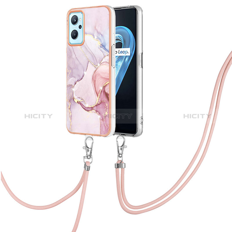 Funda Silicona Gel Goma Patron de Moda Carcasa con Acollador Cordon Lanyard Y05B para Oppo K10 4G Rosa