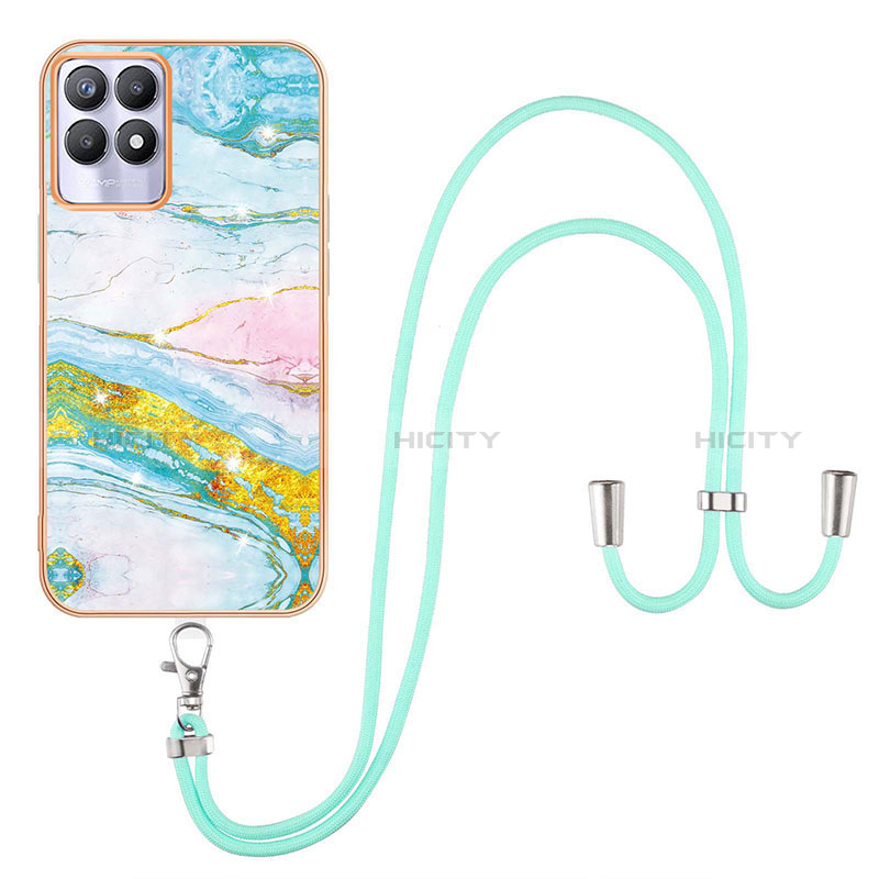 Funda Silicona Gel Goma Patron de Moda Carcasa con Acollador Cordon Lanyard Y05B para Realme 8i