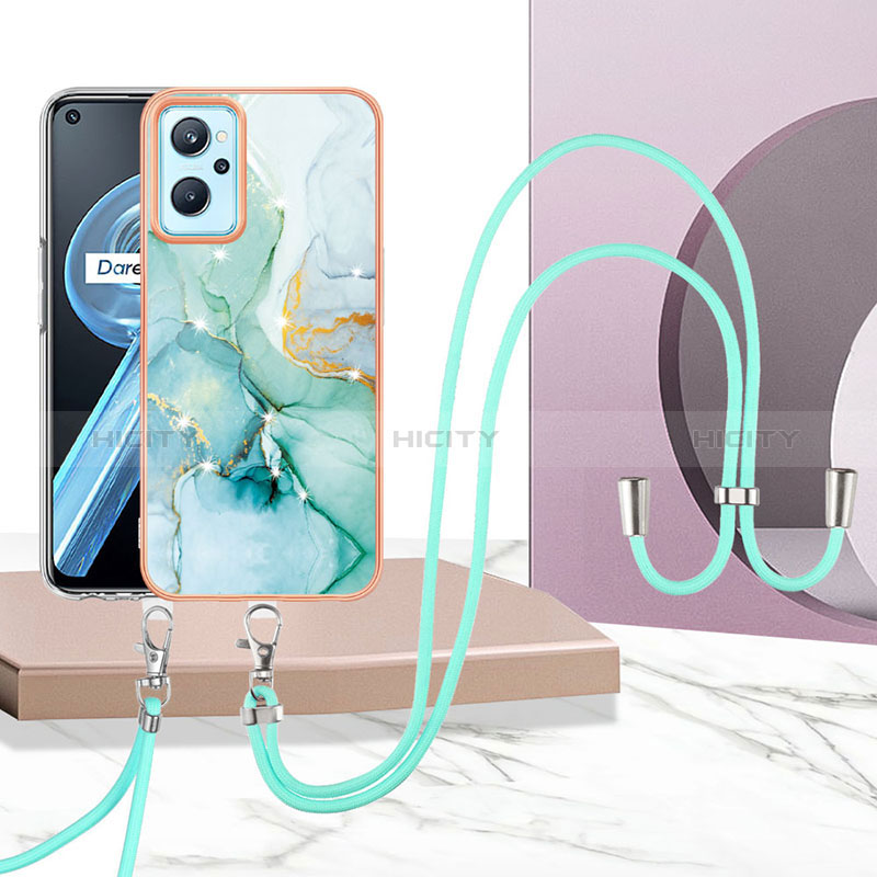 Funda Silicona Gel Goma Patron de Moda Carcasa con Acollador Cordon Lanyard Y05B para Realme 9i 4G