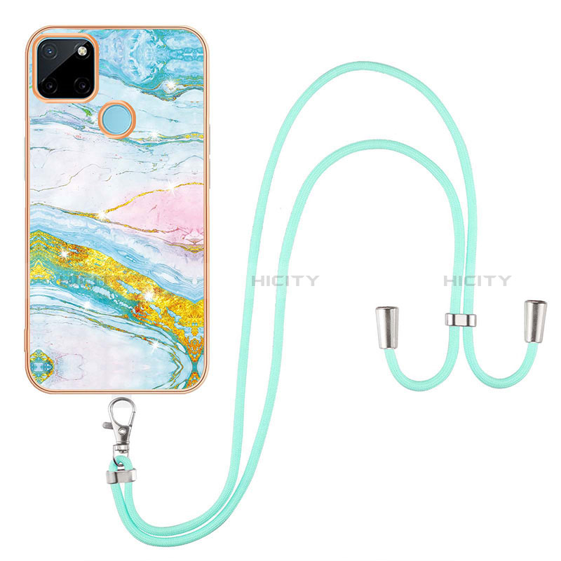 Funda Silicona Gel Goma Patron de Moda Carcasa con Acollador Cordon Lanyard Y05B para Realme C21Y