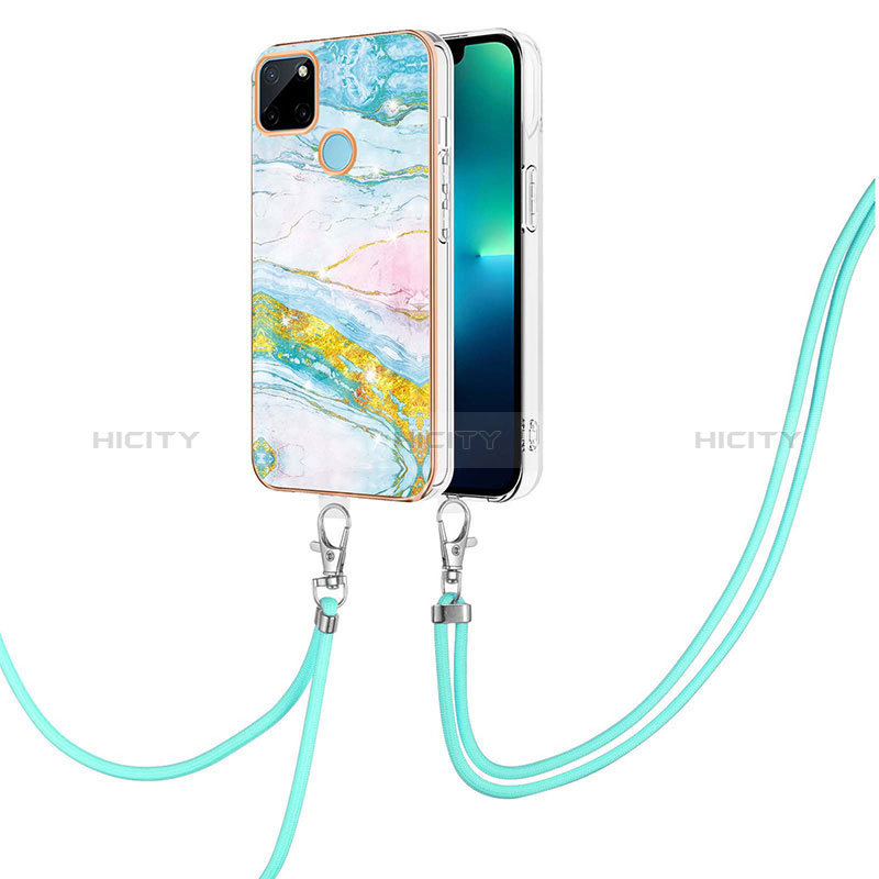 Funda Silicona Gel Goma Patron de Moda Carcasa con Acollador Cordon Lanyard Y05B para Realme C25Y