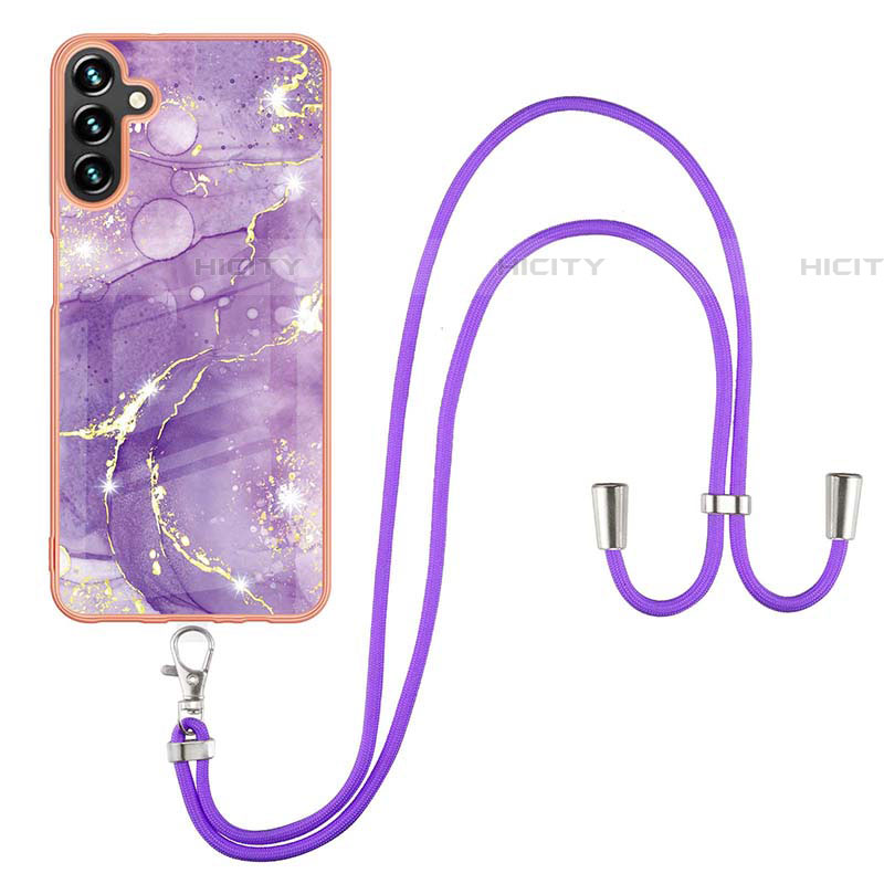 Funda Silicona Gel Goma Patron de Moda Carcasa con Acollador Cordon Lanyard Y05B para Samsung Galaxy A04s