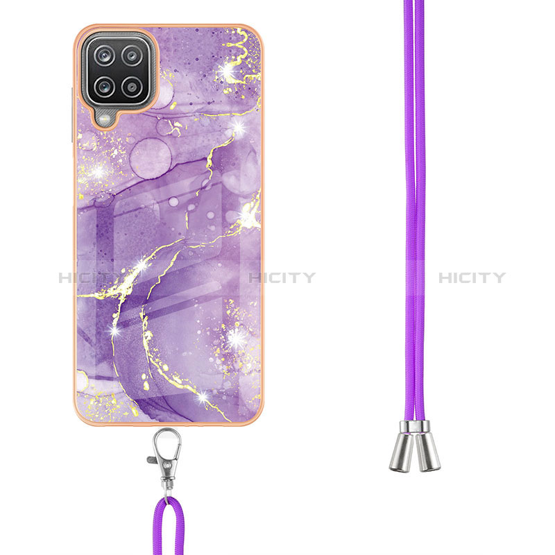 Funda Silicona Gel Goma Patron de Moda Carcasa con Acollador Cordon Lanyard Y05B para Samsung Galaxy A12 5G