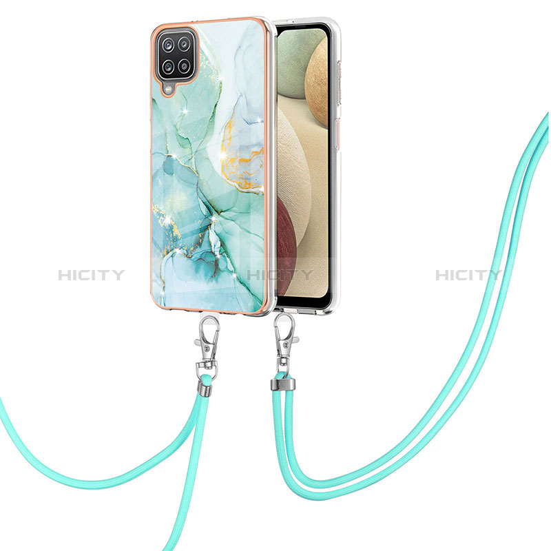 Funda Silicona Gel Goma Patron de Moda Carcasa con Acollador Cordon Lanyard Y05B para Samsung Galaxy A12