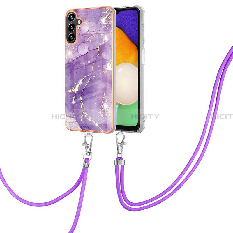 Funda Silicona Gel Goma Patron de Moda Carcasa con Acollador Cordon Lanyard Y05B para Samsung Galaxy A13 5G