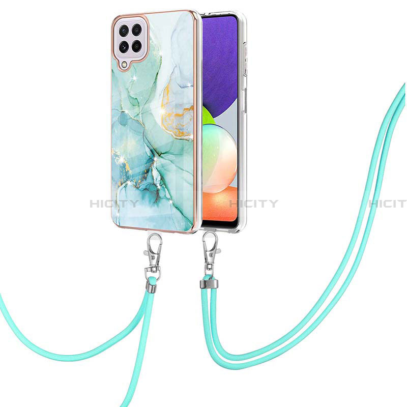 Funda Silicona Gel Goma Patron de Moda Carcasa con Acollador Cordon Lanyard Y05B para Samsung Galaxy A22 4G