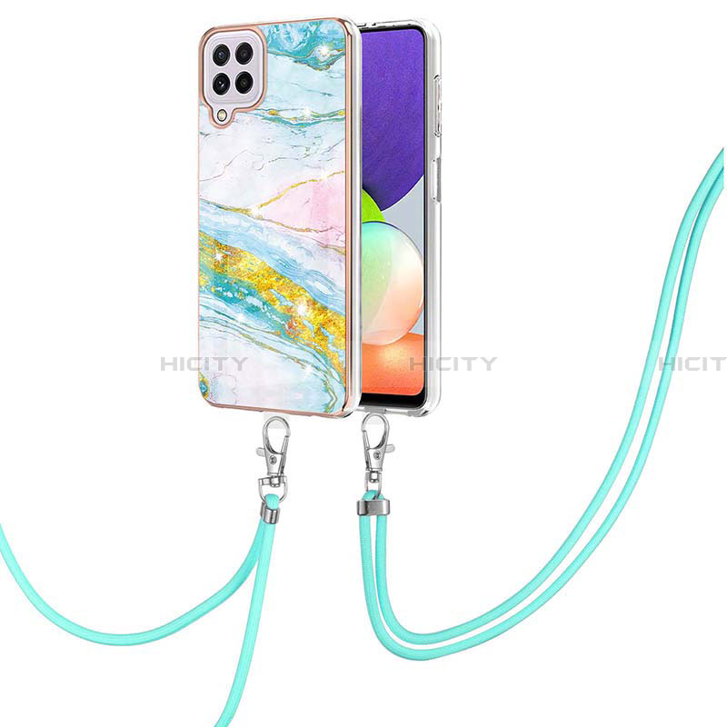 Funda Silicona Gel Goma Patron de Moda Carcasa con Acollador Cordon Lanyard Y05B para Samsung Galaxy A22 4G