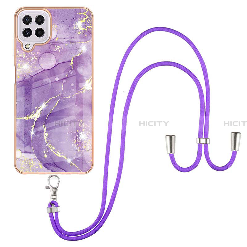 Funda Silicona Gel Goma Patron de Moda Carcasa con Acollador Cordon Lanyard Y05B para Samsung Galaxy A22 4G