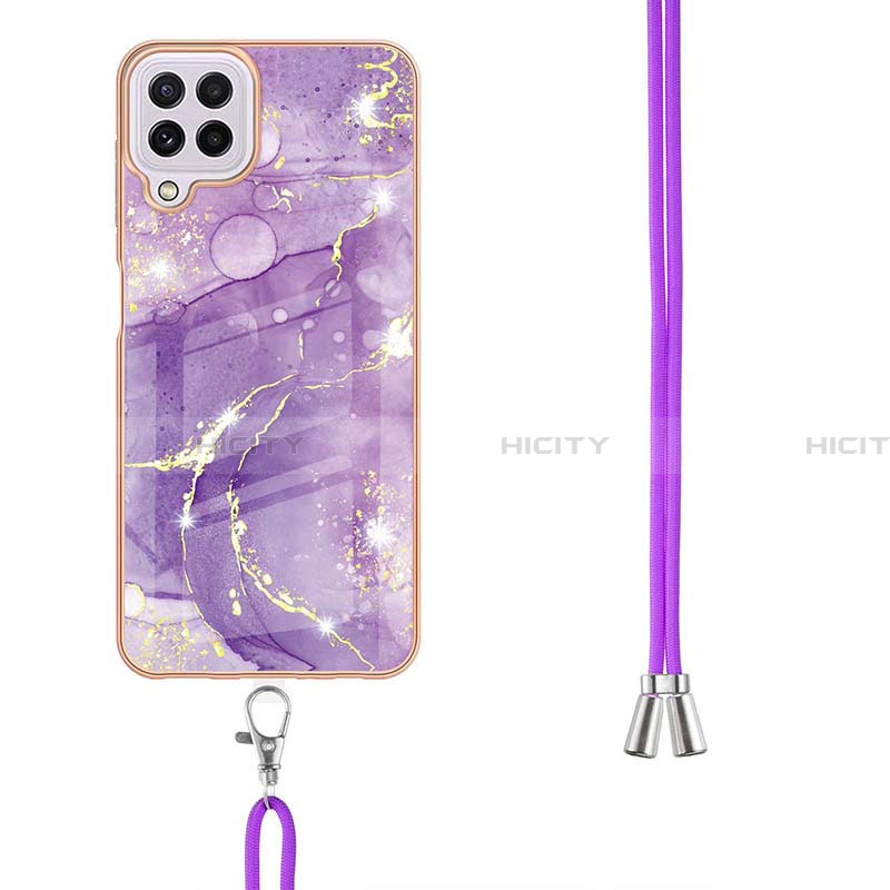 Funda Silicona Gel Goma Patron de Moda Carcasa con Acollador Cordon Lanyard Y05B para Samsung Galaxy A22 4G