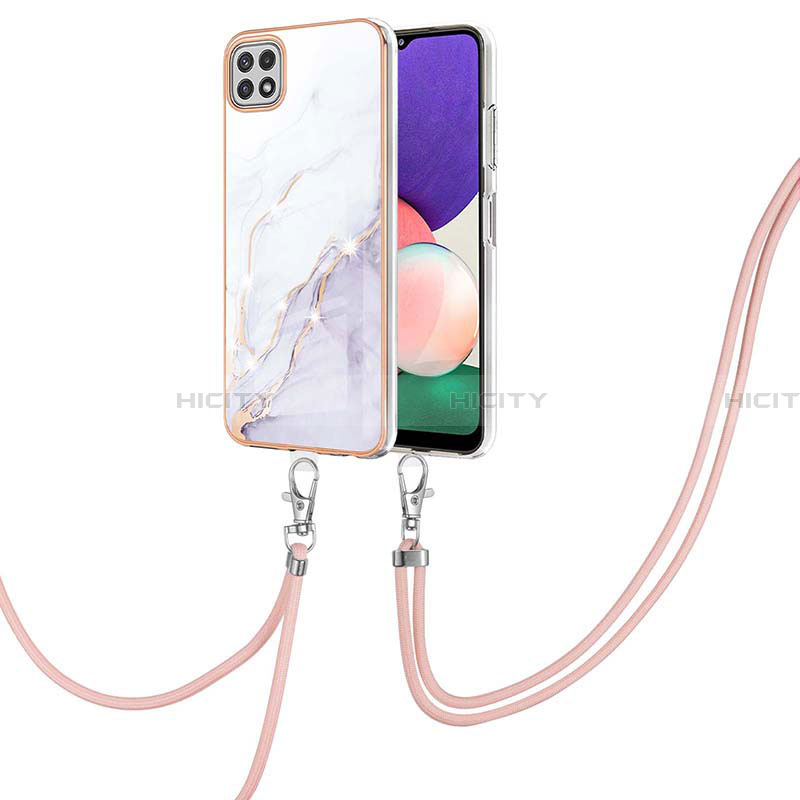 Funda Silicona Gel Goma Patron de Moda Carcasa con Acollador Cordon Lanyard Y05B para Samsung Galaxy A22 5G