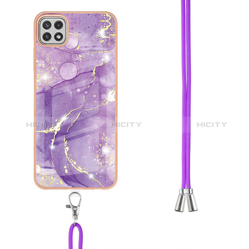 Funda Silicona Gel Goma Patron de Moda Carcasa con Acollador Cordon Lanyard Y05B para Samsung Galaxy A22s 5G