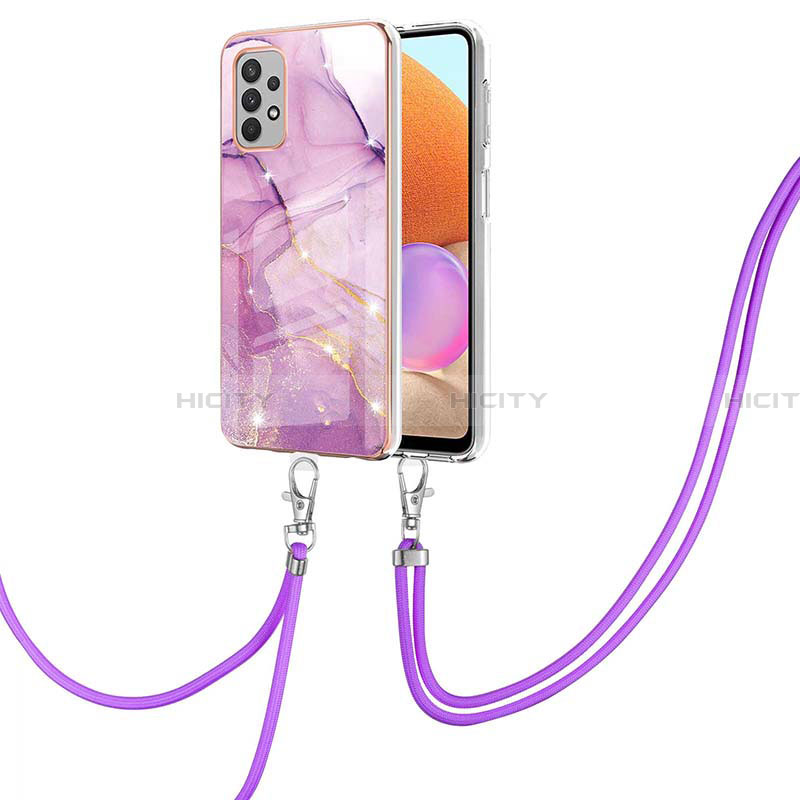 Funda Silicona Gel Goma Patron de Moda Carcasa con Acollador Cordon Lanyard Y05B para Samsung Galaxy A32 4G