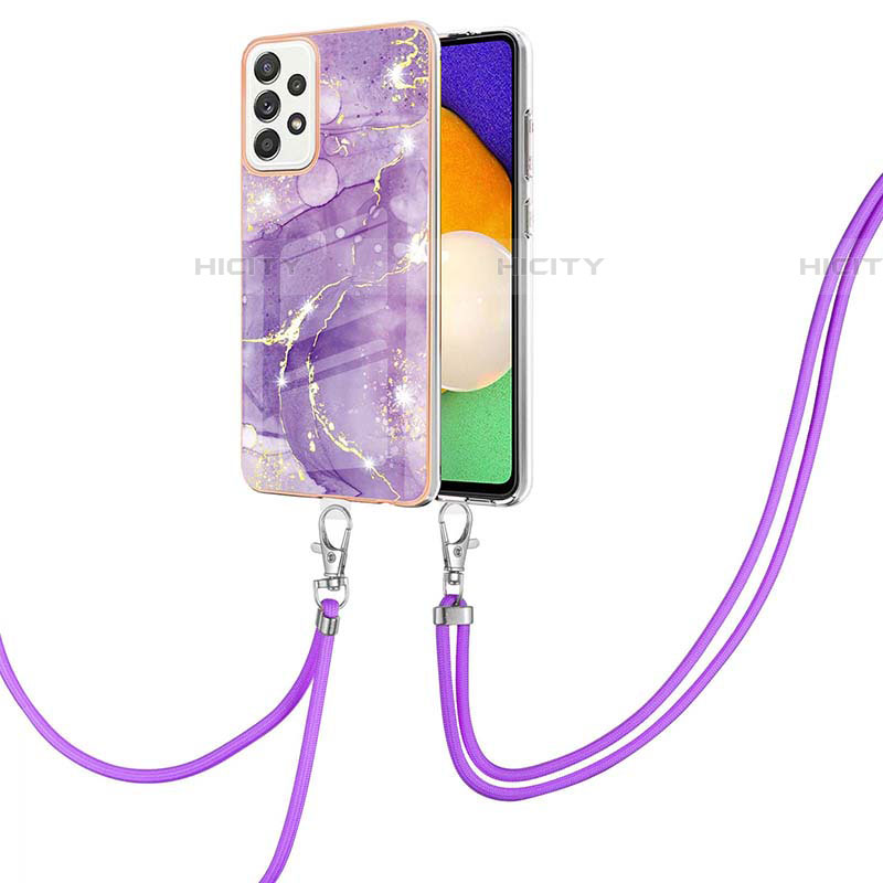 Funda Silicona Gel Goma Patron de Moda Carcasa con Acollador Cordon Lanyard Y05B para Samsung Galaxy A52 4G