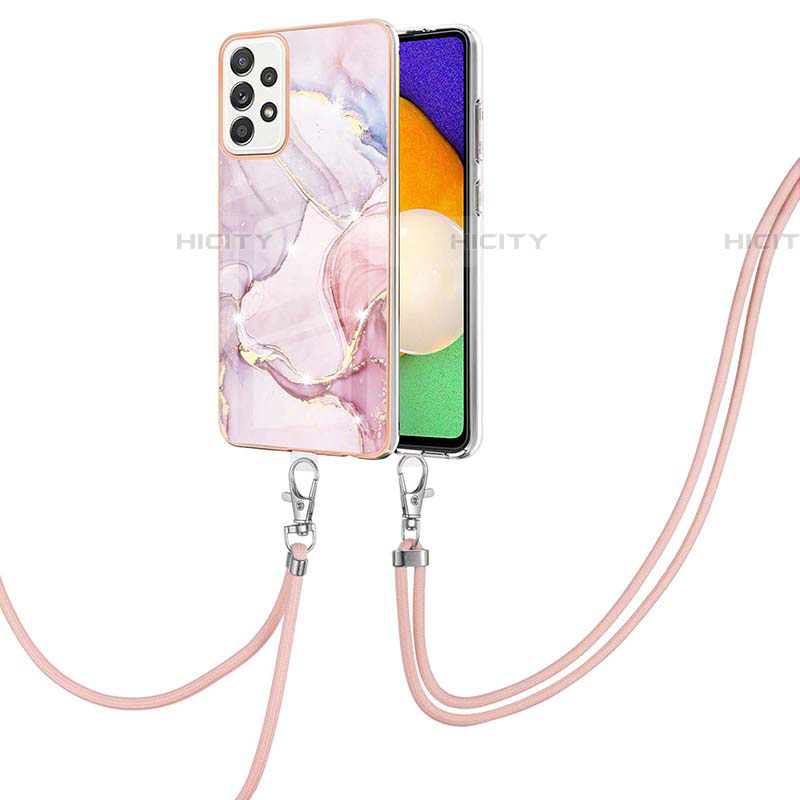 Funda Silicona Gel Goma Patron de Moda Carcasa con Acollador Cordon Lanyard Y05B para Samsung Galaxy A52 4G