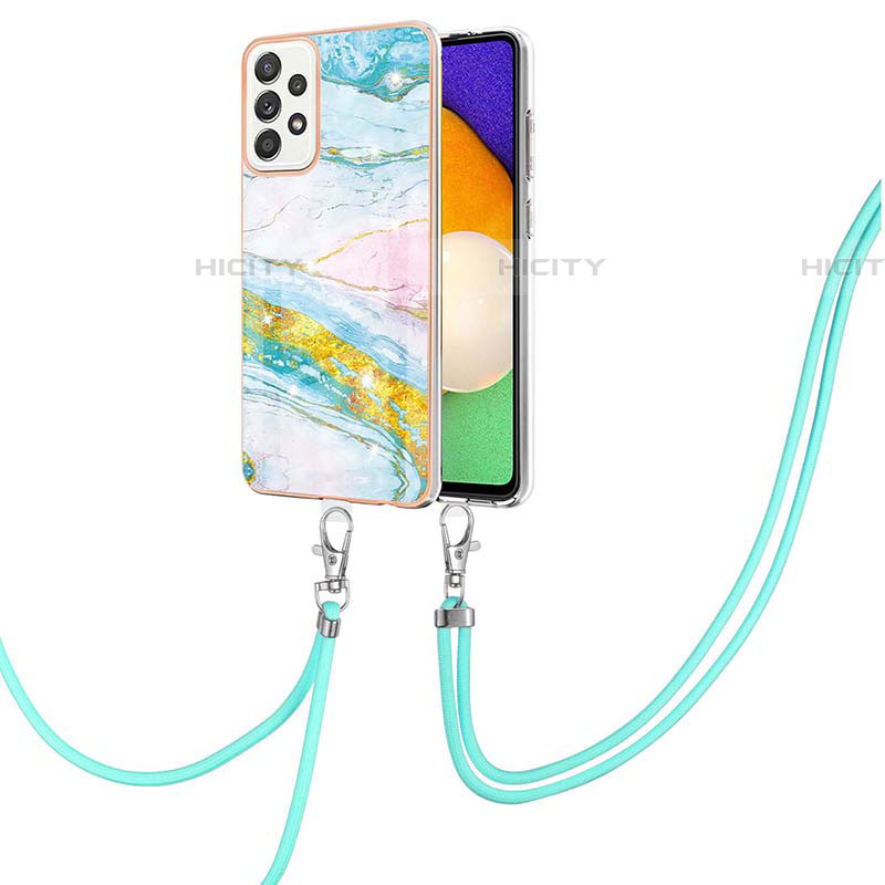 Funda Silicona Gel Goma Patron de Moda Carcasa con Acollador Cordon Lanyard Y05B para Samsung Galaxy A52 4G