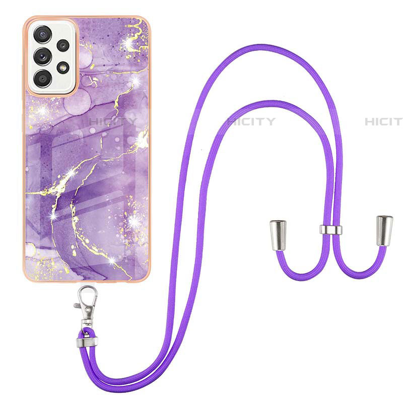 Funda Silicona Gel Goma Patron de Moda Carcasa con Acollador Cordon Lanyard Y05B para Samsung Galaxy A52 4G