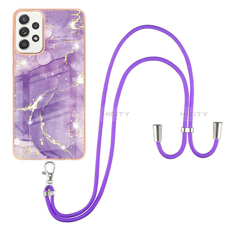 Funda Silicona Gel Goma Patron de Moda Carcasa con Acollador Cordon Lanyard Y05B para Samsung Galaxy A52s 5G