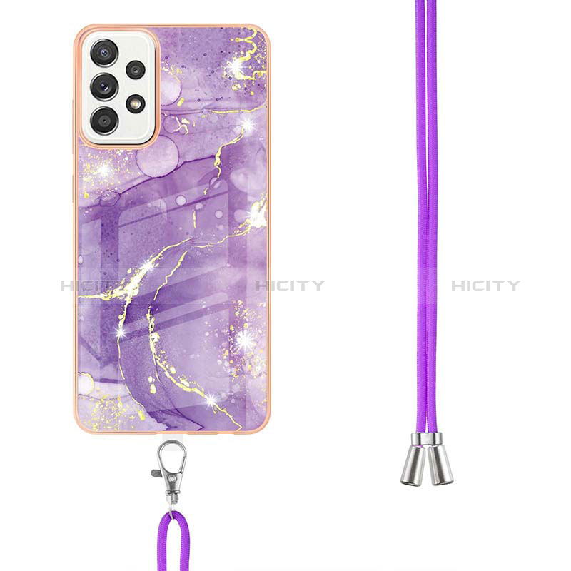 Funda Silicona Gel Goma Patron de Moda Carcasa con Acollador Cordon Lanyard Y05B para Samsung Galaxy A52s 5G