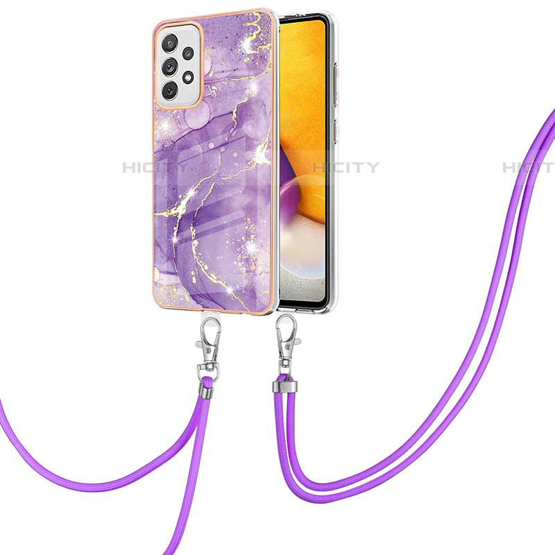 Funda Silicona Gel Goma Patron de Moda Carcasa con Acollador Cordon Lanyard Y05B para Samsung Galaxy A72 4G