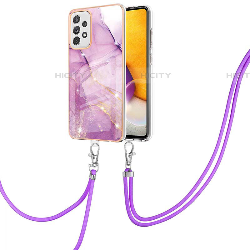 Funda Silicona Gel Goma Patron de Moda Carcasa con Acollador Cordon Lanyard Y05B para Samsung Galaxy A72 4G