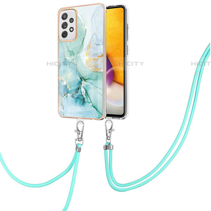 Funda Silicona Gel Goma Patron de Moda Carcasa con Acollador Cordon Lanyard Y05B para Samsung Galaxy A72 4G