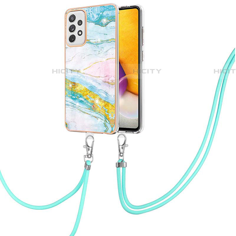 Funda Silicona Gel Goma Patron de Moda Carcasa con Acollador Cordon Lanyard Y05B para Samsung Galaxy A72 4G