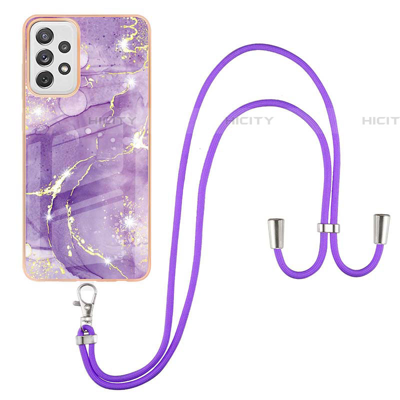 Funda Silicona Gel Goma Patron de Moda Carcasa con Acollador Cordon Lanyard Y05B para Samsung Galaxy A72 4G