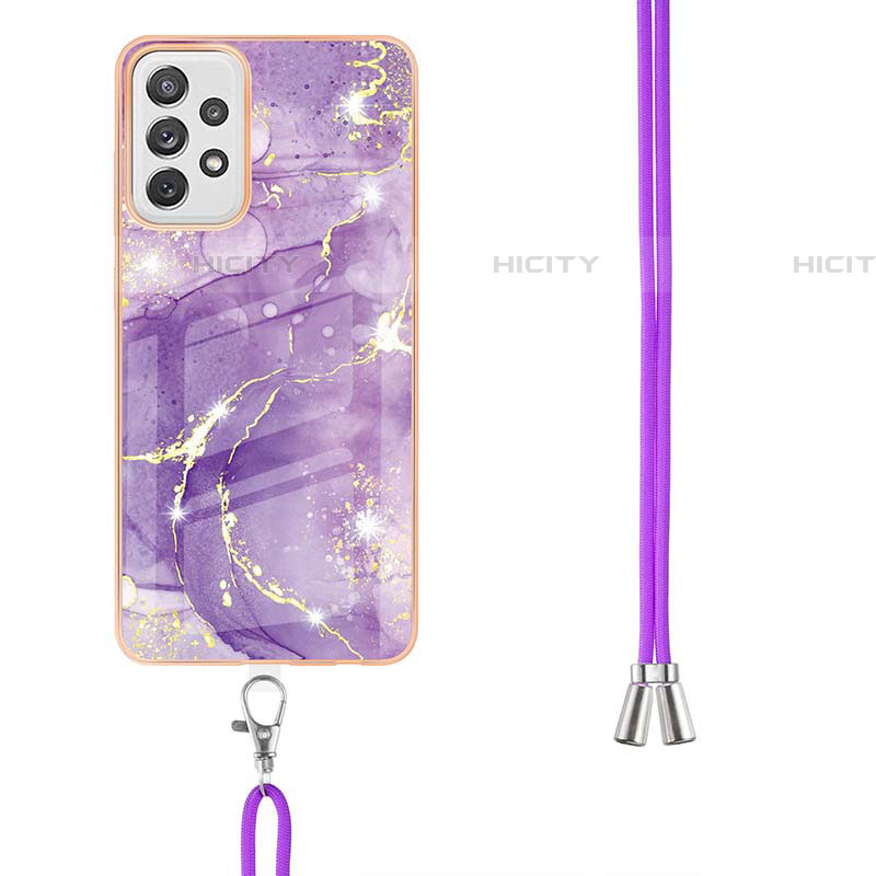 Funda Silicona Gel Goma Patron de Moda Carcasa con Acollador Cordon Lanyard Y05B para Samsung Galaxy A72 4G