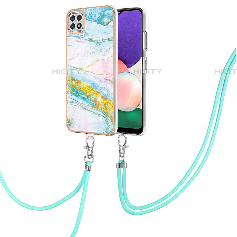 Funda Silicona Gel Goma Patron de Moda Carcasa con Acollador Cordon Lanyard Y05B para Samsung Galaxy F42 5G