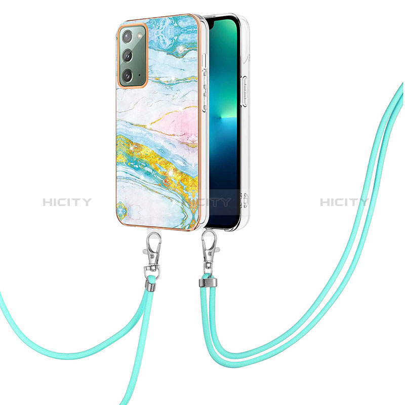 Funda Silicona Gel Goma Patron de Moda Carcasa con Acollador Cordon Lanyard Y05B para Samsung Galaxy Note 20 5G Vistoso