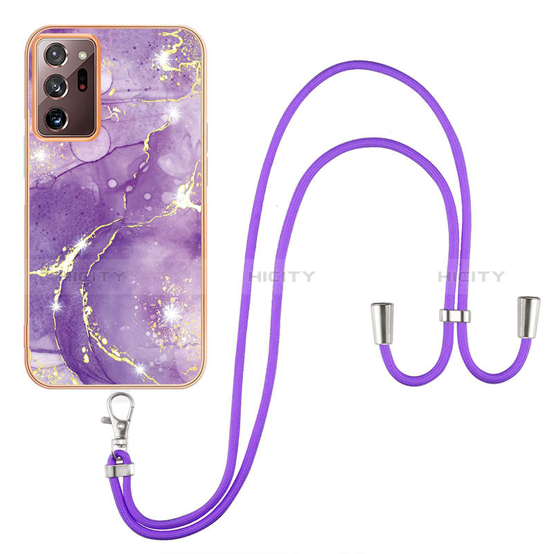 Funda Silicona Gel Goma Patron de Moda Carcasa con Acollador Cordon Lanyard Y05B para Samsung Galaxy Note 20 Ultra 5G