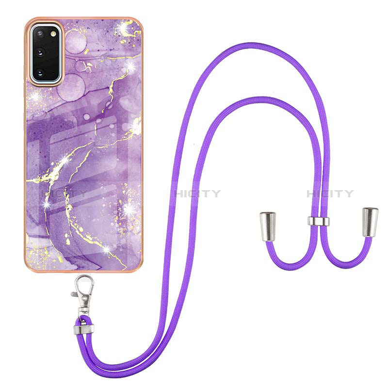 Funda Silicona Gel Goma Patron de Moda Carcasa con Acollador Cordon Lanyard Y05B para Samsung Galaxy S20