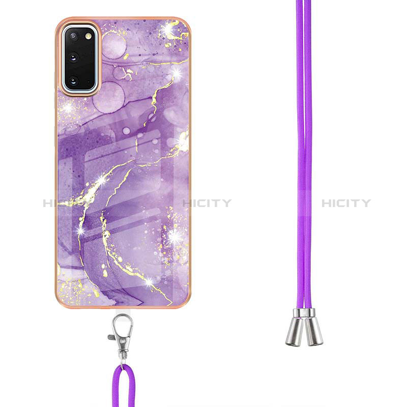 Funda Silicona Gel Goma Patron de Moda Carcasa con Acollador Cordon Lanyard Y05B para Samsung Galaxy S20