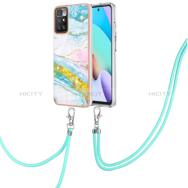 Funda Silicona Gel Goma Patron de Moda Carcasa con Acollador Cordon Lanyard Y05B para Xiaomi Redmi 10 (2022)