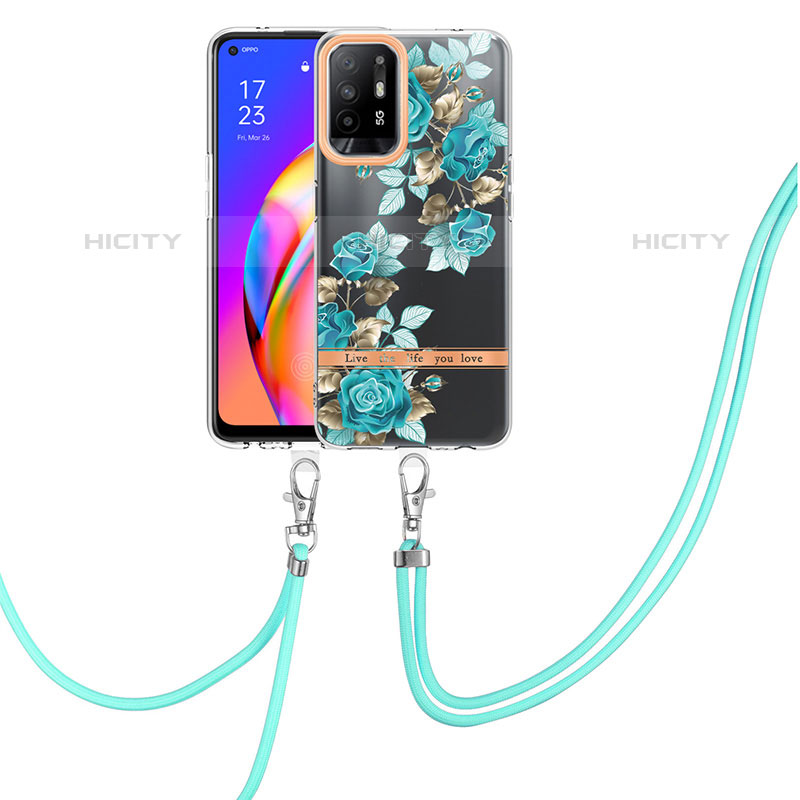 Funda Silicona Gel Goma Patron de Moda Carcasa con Acollador Cordon Lanyard Y06B para Oppo A94 5G