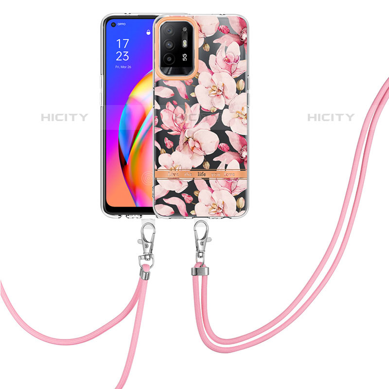 Funda Silicona Gel Goma Patron de Moda Carcasa con Acollador Cordon Lanyard Y06B para Oppo A94 5G