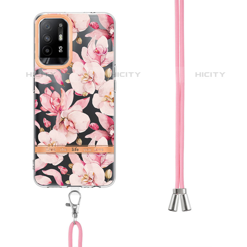 Funda Silicona Gel Goma Patron de Moda Carcasa con Acollador Cordon Lanyard Y06B para Oppo A95 5G