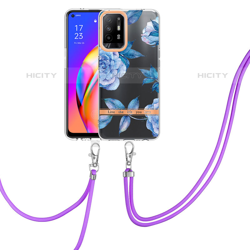 Funda Silicona Gel Goma Patron de Moda Carcasa con Acollador Cordon Lanyard Y06B para Oppo F19 Pro+ Plus 5G