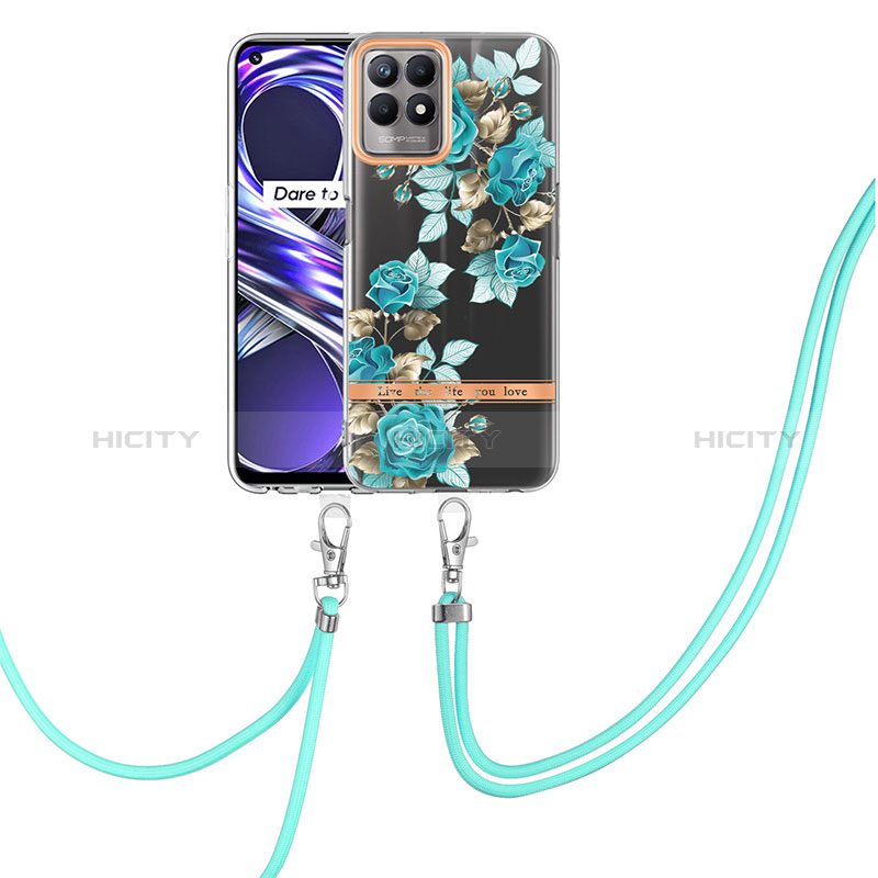 Funda Silicona Gel Goma Patron de Moda Carcasa con Acollador Cordon Lanyard Y06B para Realme 8i