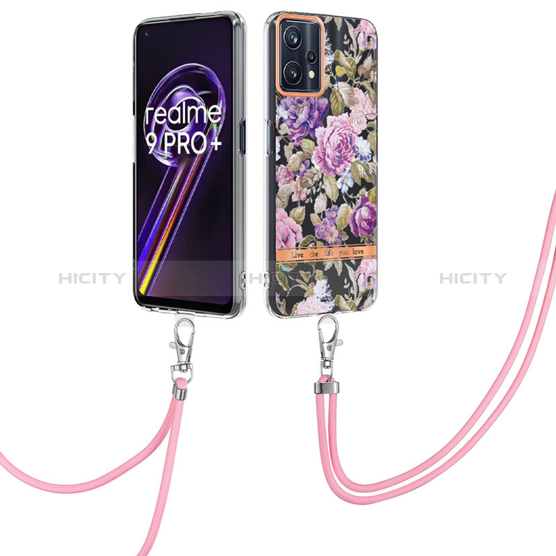 Funda Silicona Gel Goma Patron de Moda Carcasa con Acollador Cordon Lanyard Y06B para Realme 9 4G