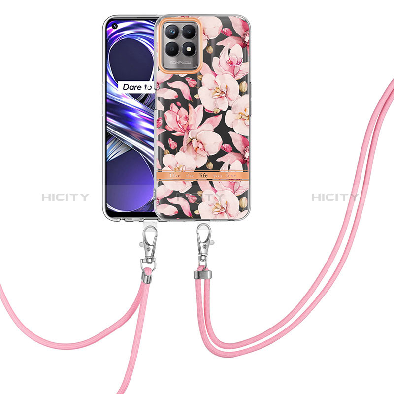 Funda Silicona Gel Goma Patron de Moda Carcasa con Acollador Cordon Lanyard Y06B para Realme Narzo 50 4G