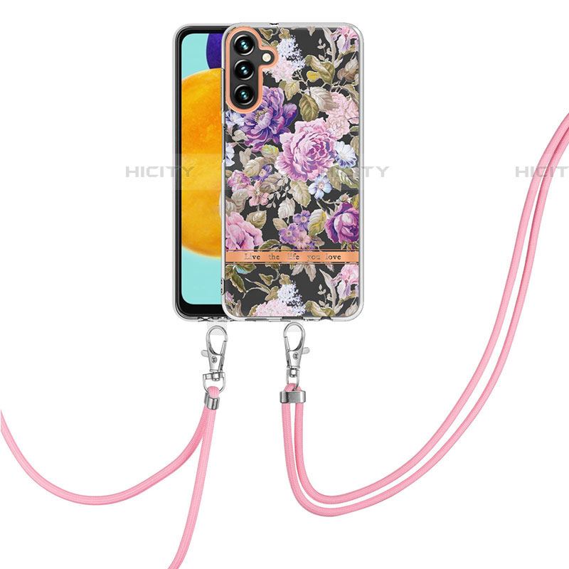 Funda Silicona Gel Goma Patron de Moda Carcasa con Acollador Cordon Lanyard Y06B para Samsung Galaxy A04s