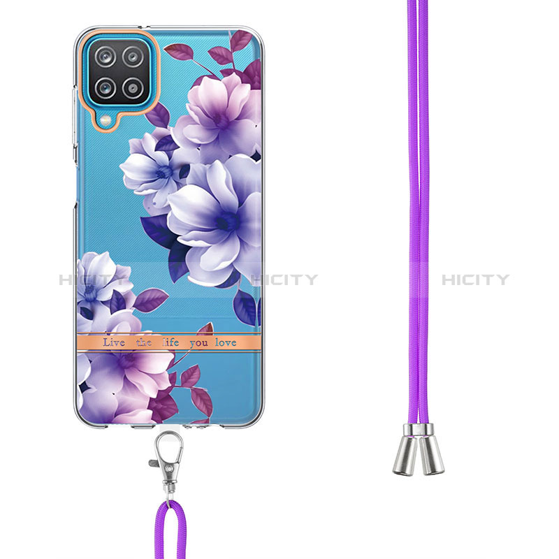 Funda Silicona Gel Goma Patron de Moda Carcasa con Acollador Cordon Lanyard Y06B para Samsung Galaxy A12 5G